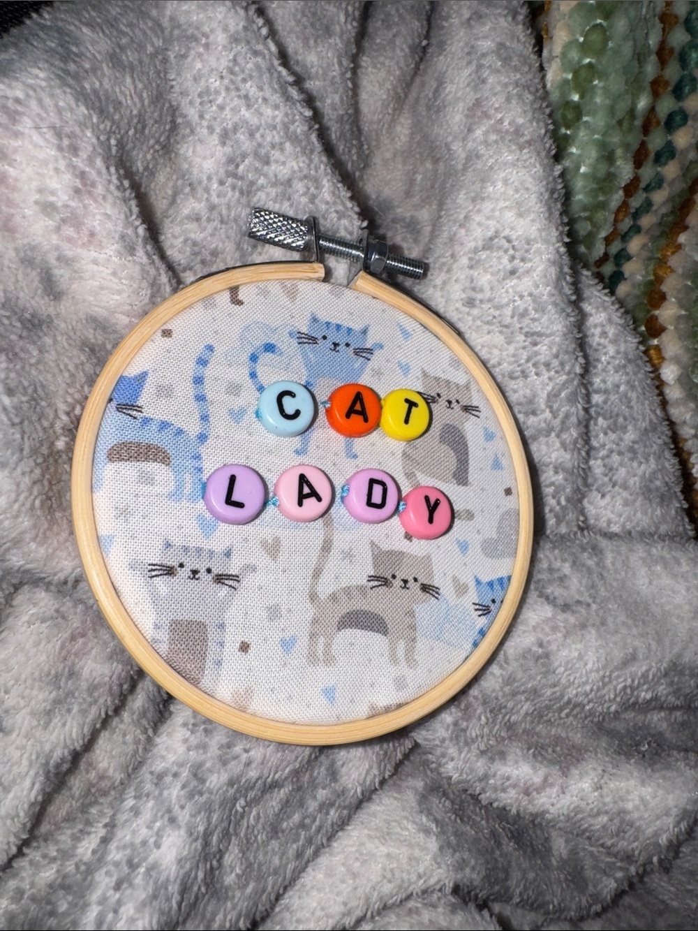 Cat Lady Embroidery Hoop Art - Pastel Multi Color